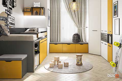 Armadio con cabina Corner e letto Sky